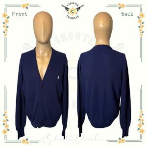 Vintage Munsingwear Grand-Slam Blue V Neck Cardigan Sweater Men's Size Medium